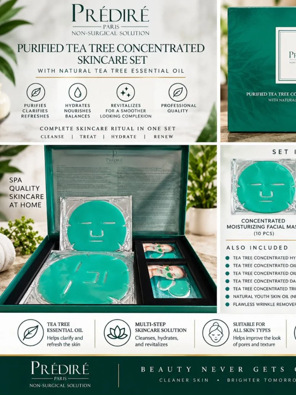 🌿 PRÉDIRÉ PARIS PURIFIED TEA TREE SKINCARE SET 🌿